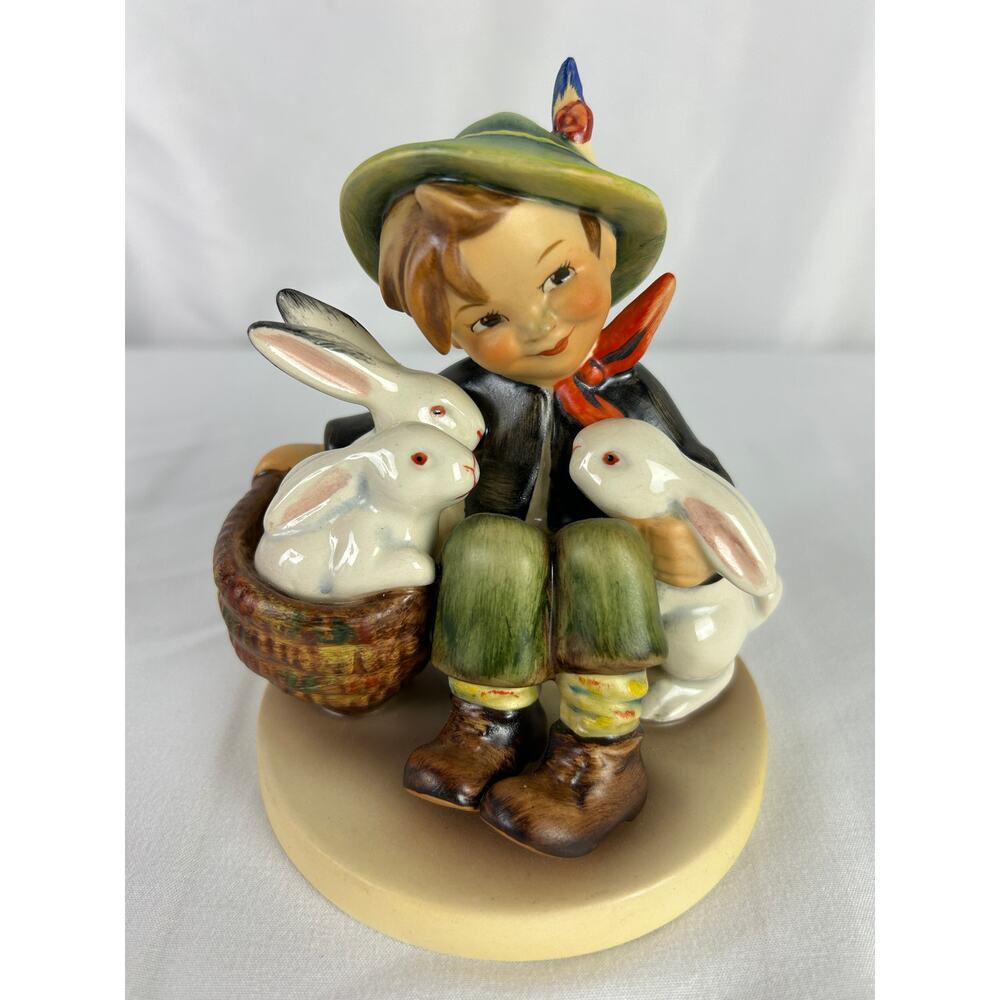 Goebel W Germany Boy With Rabbits Figurine Hummel Style Bunny Figure
